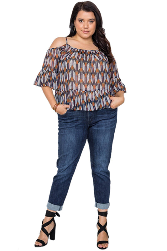Tribal Cold Shoudler Top