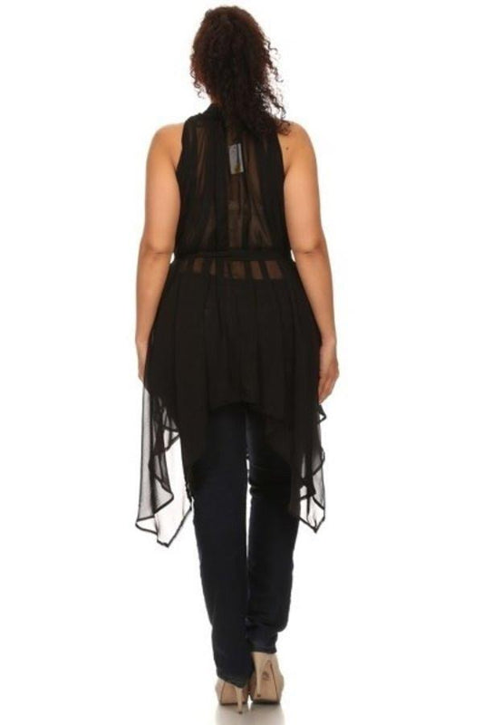The Lilly Sheer Mesh Sleeveless Wrap Top