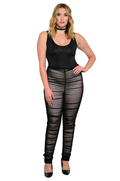 The Kim K Black Tank & Mesh Leggings Set