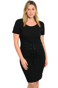 The Eva Corset Lace Up Waist Shirt Dress