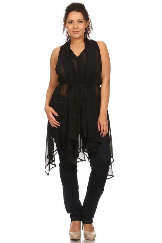 The Lilly Sheer Mesh Sleeveless Wrap Top